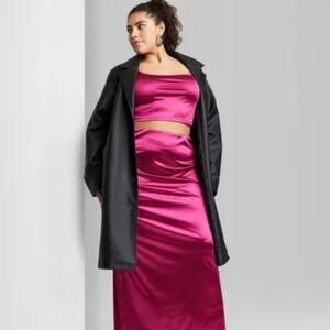 High Shine Satin Feel Skirt Set